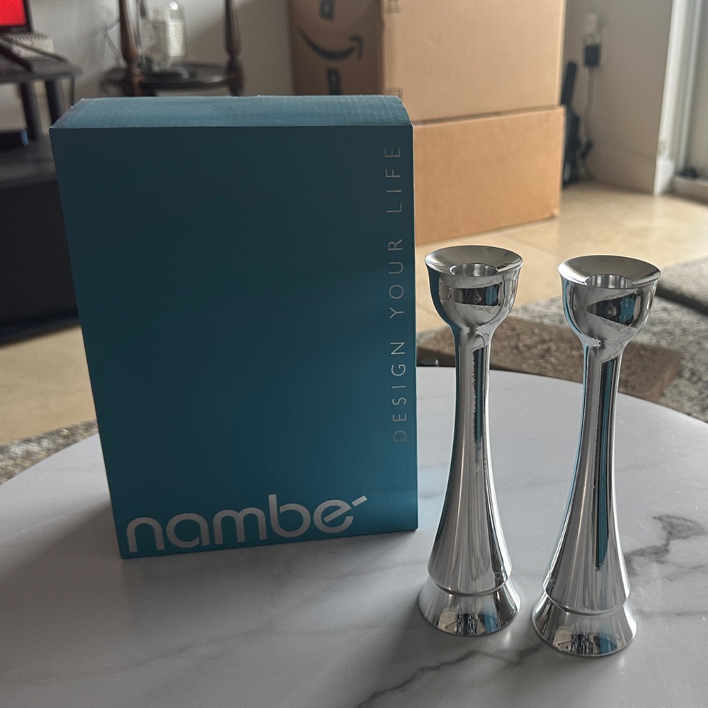 Nambe Silver Taper Candle Holders